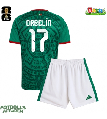 Mexiko Orbelin Pineda #17 Hemmaställ Barn VM 2026 Kortärmad (+ Korta byxor)